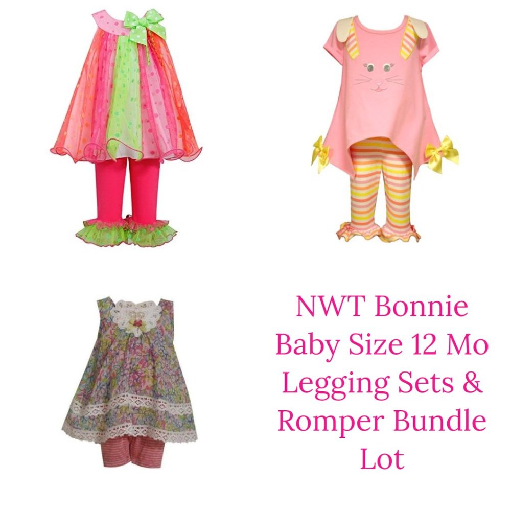 Bonnie Baby Dress Legging Set Outfit Clothes Lot Size 12 Mo Spring Summer